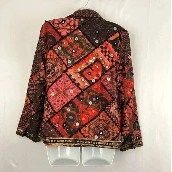 Soft Surroundings Berber Jacket Coin Blazer LARGE Womens Multicolor 100% Cotton - Picture 2 of 14